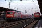 In Stendal steht auf Gleis 3 die 112 138  Otto hat Zugkraft  mit dem versp�tenden RE20 (RE 17712) nach Uelzen und auf Gleis 4 steht die 112 132-6 mit dem RE20 (RE 17715) nach Halle(Saale).
