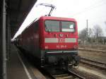 BR 112 in stendal abfahrbereit mit neuen RE wagen -Zugtaufe in Stendal im M�rz 2011