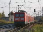 Cottbuser 112 184 als Schublok,am RE 13016 Sassnitz-Rostock,am 05.Mai 2011,beim Verlassen von Bergen/R�gen.