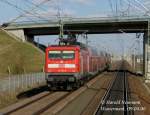 In der N�he von Wustermark saust 112 107 mit 160km/h gen Rathenow.