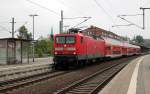 112 117-7 mit RE 7 (RE 4384) von Ludwigslust nach Wismar in Schwerin Hbf am 19.05.2013