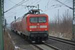 BR 112 (112 186) zieht am 06.02.2015 den RE 18347 (RE 3) nach Wünsdorf-Waldstadt.