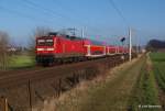 Ausnahmsweise zieht 112 145-8 ihrem RE am 14.02.15 Richtung Hamburg.