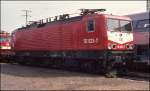 Fahrzeugausstellung am 26.4.1992 im Güterbahnhof in Halle an der Saale:  112023 der DR war zu diesem Zeitpunkt noch eine absolute Neubaulok!  