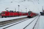 Aufgrund der hohen Versptung (+70 Minuten) wurde der RE2 von Rathenow hier in Lbbenau gebrochen.