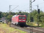 BR 112 137 ohne Prfziffer auf der Strecke Krefeld-Neuss am 02.08.2010 in der Nhe des B am Gestt Lauvenburg.