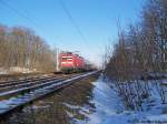 RE 4 mit 112 101 nach Elsterwerder am 22.1.2006 auf dem sdlichen Berliner Auenring zwischen Berlin-Schnefeld Flughafen und Blankenfelde.