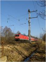 RE von Stralsund an der Einfahrt Elsterwerda, 2012