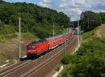 Die 112 113 mit einem RE nach Berlin am 22.07.2012 unterwegs bei Rosengarten.
