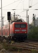 112 111 vor einem RE in Coswig.