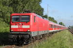 112 102-9 mit RE 13290 von Warnemünde nach Berlin-Ostbahnhof bei der Durchfahrt in Rostock-Bramow.05.06.2017