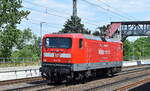 DB Gebrauchtzug (Mietpool) mit ihrer  112 170  (NVR:  91 80 6112 170-6 D-DB ) am 12.06.23 Höhe Bahnhof Saarmund.