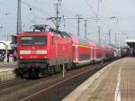 Br.112 158-1 mit einem Regionalzug bei der Ausfahrt aus dem Bahnhof Dortmund Hbf. Der Zug fuhr nach Dsseldorf Hbf. Aufgenommen am 4.Oktober 2007