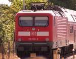 112 105-2 abgebgelt auf dem Abstellgleis im Hbf Stralsund