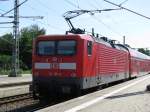 El-Lok BR 112 109-4 -DB AG- mit RE 33127 aus Wismar kommend am Bahnsteig 3 des Bahnhofes Ludwigslust 01.08.2009