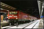 112 114 am 03.01.10 mit der S1 aus Rostock Hbf nach Warnemnde. Aufgenommen in Rostock Hbf.