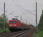 112 124-3 mit dem RE2 von Cottbus nach Rathenow hier in Lpten. Nchster Halt des Zuges ist Knigs Wusterhausen. 01.05.2010