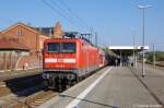 112 116-9 DB Regio AG - Region Nordost mit der Halberstdter und 2x Bimz Garnitur als RE2 (RE 37411) von Rathenow nach Cottbus in Rathenow. 22.10.2011