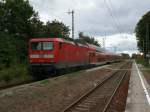 112 115 im Bahnhof Elmenhorst(Strecke Stralsund-Neustrelitz) am 15.September 2013.