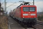 RE(3)18347 (112-121) von Schwedt Oder nach Rangsdorf bei der Durchfahrt Großbeeren. Aufgenommen  am 18.12.2013.