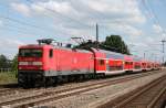 112 107 mit RE 33010 (Rostock–Hamburg) am 04.08.2009 in Brahlstorf