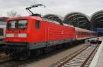 Hier 112 141-7 mit einer RB77 (RB21114) von Neumünster nach Kiel Hbf., bei der Einfahrt am 29.2.2016 in Kiel Hbf.