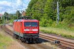 Ausfahrt der Lok 112 106 in Sassnitz Richtung Bergen.