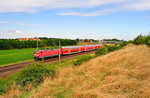 112 166 mit dem RE 17687 von Magdeburg Hbf nach Leipzig Hbf, am 18.07.2016 bei Zschortau.