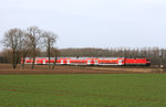 Am 9. März 2012 konnte ich den mit 112 162 bespannten RE 7 südlich von Köln-Worringen ablichten.