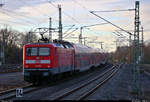 Nachschuss auf 112 186 von DB Regio Nordost als RE 3343 (RE3) von Schwedt(Oder) nach Lutherstadt Wittenberg Hbf, der den Bahnhof Berlin Südkreuz auf Gleis 5 verlässt.