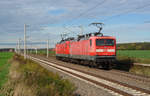 112 174 und 112 106 rollten am 20.10.19 auf dem Weg von Halle(S) nach Kiel durch Rodleben Richtung Magdeburg.