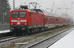 DB 112 188-8 / Zug auf RE3 / Bf Anklam / Winter / 09.12.2021