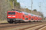 112 183 als RE 5 nach Rostock auf dem südlichen Berliner Außenring bei Diedersdorf.