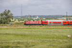 DB Regio 112 112 fuhr am 28.05.2022 mit dem RE 3 aus dem Bahnhof Pasewalk raus, weiter nach Stralsund Hbf.