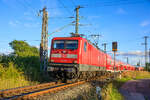 112 116 zog am 30.08.2022 den RE5 3514 von Zossen nach Stralsund Hbf. Aufgenommen am Abzweig Srg.
