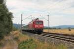 Am 13.8.2022 kehrte die DB-Gebrauchtzug-112 166 in den Abellio-Ersatzverkehr zwischen Saalfeld/Saale und Halle zurück. Hier zu sehen an eben jenem 13.8. bei Etzelbach auf dem Weg nach Halle