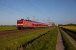 Die 112 165 zog am 03.05.2023 den RE3 3314 von Lutherstadt Wittenberg nach Stralsund, durch Groß Jasedow.