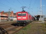 Am 03.10.2013 kam die 112 138(ohne Werbung)mit dem RE 20 aus Uelzen nach Stendal.