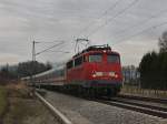 Die 113 268 mit dem IC Gro�glockner am 20.03.2010 unterwegs beim B� Vogel. 