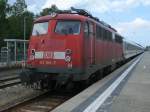 Mit bereits angebrachten Schlu�scheiben stand 113 268,am 09.Juni 2012,zur R�ckfahrt,als Schlu�lok,nach Stralsund,in Binz.