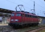 113 268-7 stand im Rostocker Hbf abgestellt.28.01.2012