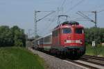 113 309-9 + 113 268-7 mit dem IC-Ersatzzug von Hamm(Westfalen) nach Bonn Hbf bei der Durchfahrt durch Bornheim am 22.05.10