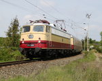 113 309 mit AKE-Sonderzug von Ostseebad Binz nach Koblenz Hbf bei der Gterumgehung in Hhe Rostock Hbf.21.05.2016