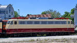 Die Elektrolokomotive 113 267-9 war Anfang Juni 2019 im Bayerischen Eisenbahnmuseum Nördlingen zu sehen.