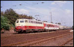 112265 mit IC 559  Weser City  am 17.09.1989 um 12.51 Uhr bei Ritterhude unterwegs in Richtung Bremen HBF.