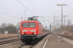 114 032 mit RE Nürnberg-Stuttgart am 10.02.2017 bei der Einfahrt in SHA-Hessental.