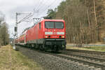 114 011-0 als RB 50 am 09.02.2022 in Richtung Fulda im Haunetal zu sehen.