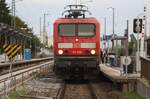 Bauarbeiten im Bf, eine St�rung auf der Strecke und ein ge�ffneter Reisenden�bergang erm�glichten das Portr�t von DB 114 039 | Anklam | September 2026