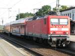 BR 114-027-6 mit einem Regionalexpress der Linie 4 von Ludwigslust nach Wismar.