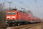 114 026-8 ist am 03.03.'11 mit einem RE18 nach Falkenberg unterwegs.